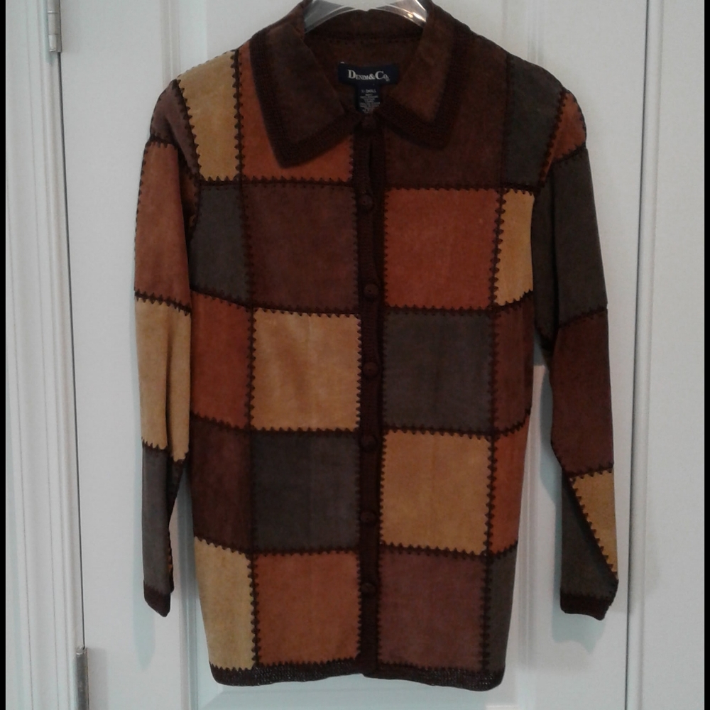 Patchwork Suede and Crochet Knit Jacket